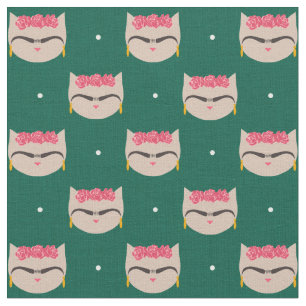 Tecido Frida, o Gato, um artista mexicano Ícone Feminist