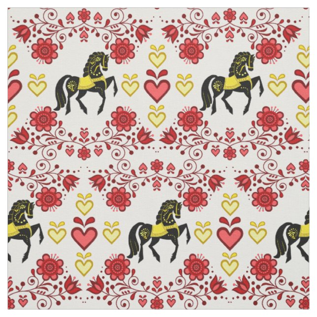 Tecido Frísia/Folk Red/gold/black,corações, 4" (Modelo)