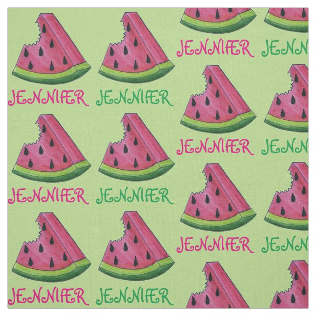Tecido Fruta Fatia de Melancia Verde Rosa Personalizada (Modelo)