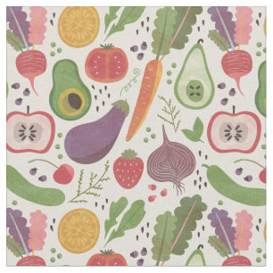 Tecido Frutas & vegetarianos da aguarela