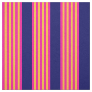 Tecido Fuchsia e listras amarelas com azul-marinho