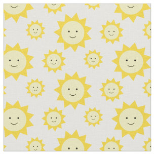 Tecido Fundo Branco Amarelo Feliz