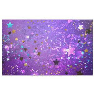 Tecido Fundo de folhas roxas com estrelas