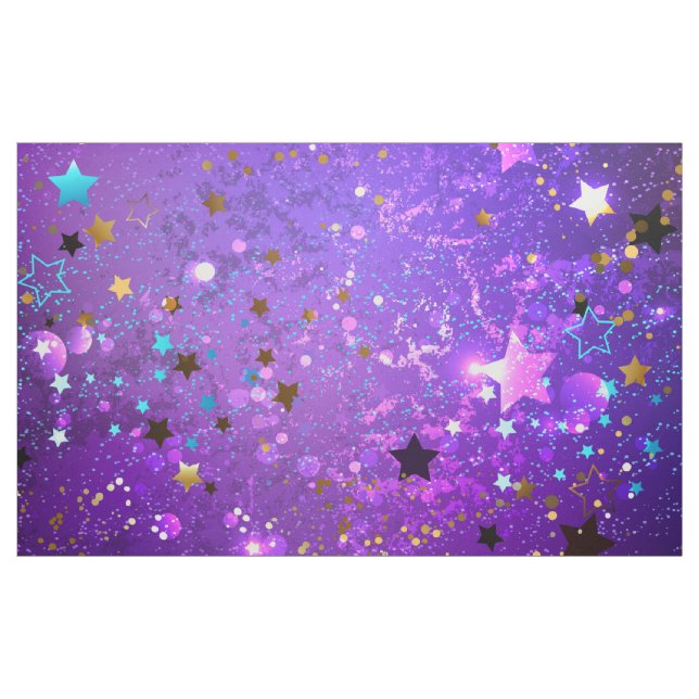Tecido Fundo de folhas roxas com estrelas (Jarda)