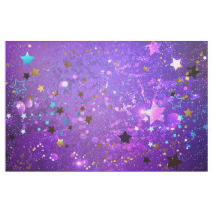 Tecido Fundo de folhas roxas com estrelas