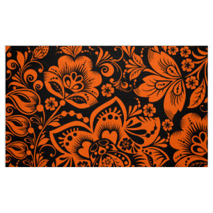 Tecido Fundo floral alaranjado do preto do teste padrão