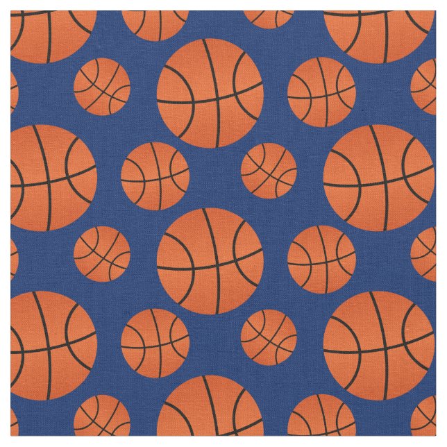 Tecido Fundo Marinho Azul de Padrões de Basquete (Detalhe)