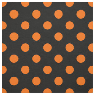 Tecido Fundo Preto Pontos Orange Bolha