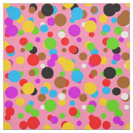 Tecido Fundo Rosa Desenho de Bolinhas Coloridas