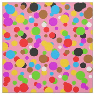 Tecido Fundo Rosa Desenho de Bolinhas Coloridas