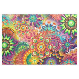 Tecido Funky Retro Pattern Abstrato Bohemian