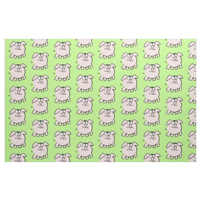 Tecido Funny 2 Cartoon Illustration Pig Escolher Cor F (Fat Quarter)