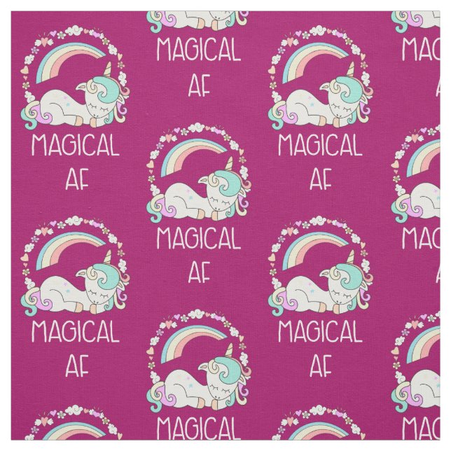 Tecido Funny Unicorn dizendo magia AF (Modelo)
