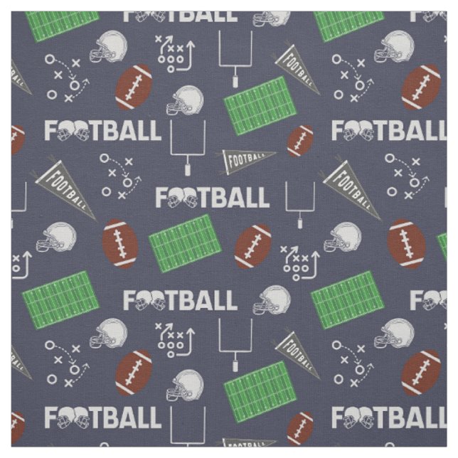 Tecido Futebol divertido em azul Marinho (Modelo)
