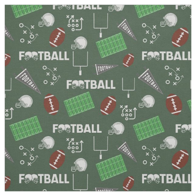 Tecido Futebol divertido em verde escuro (Modelo)