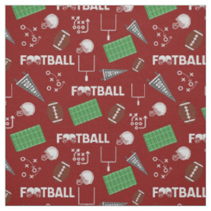 Tecido Futebol divertido no vermelho escuro