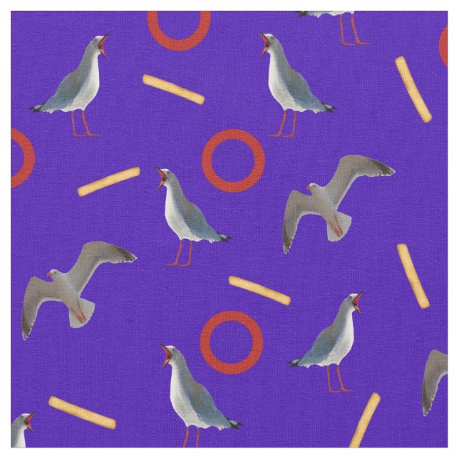 Tecido Gaivotas e Fritas (Detalhe)