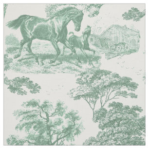 Tecido Galeria Elegante Sage Cavalo Verde