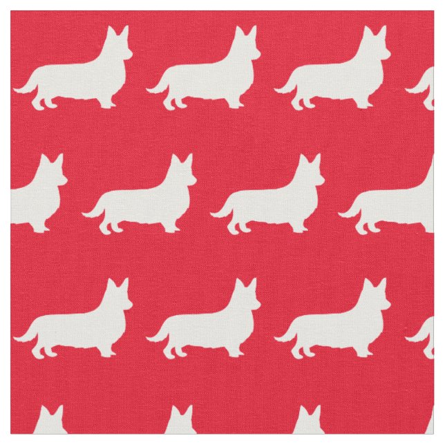 Tecido Galsh Corgi Silhouette Pet Pembroke Red (Detalhe)