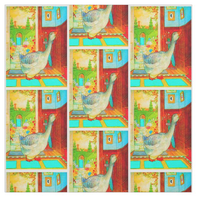 Tecido Ganso de mãe na rima de berçário da casa (Modelo)