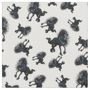 Tecido Garanhão do frisão, cavalo preto da beleza