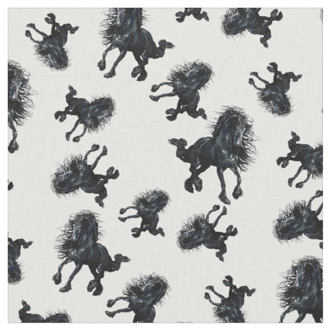 Tecido Garanhão do frisão, cavalo preto da beleza (Detalhe)