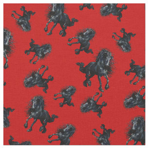 Tecido garanhão frívio/cavalo de beleza negro, vermelho