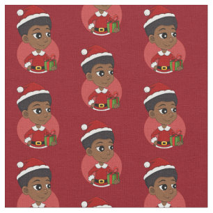 Tecido Garota de Natal com um desenho afro
