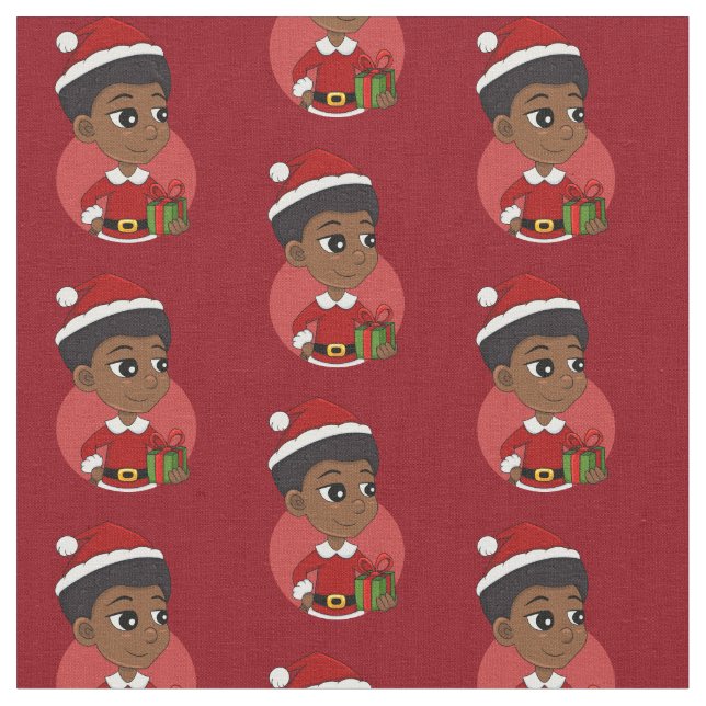 Tecido Garota de Natal com um desenho afro (Detalhe)