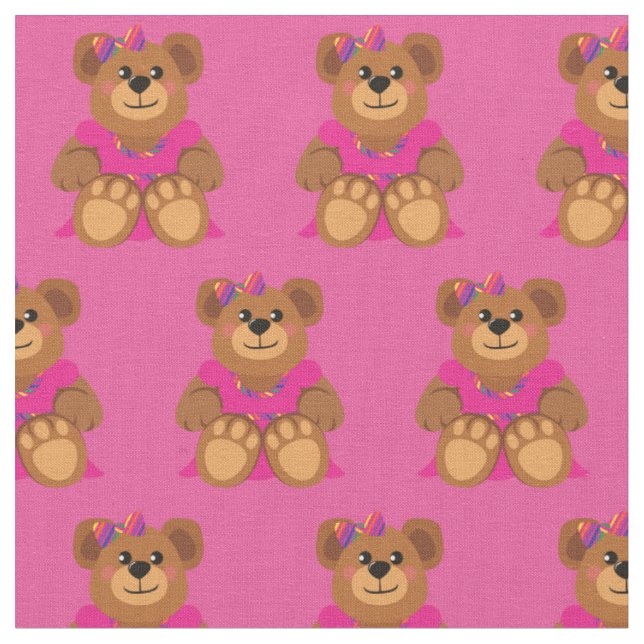 Tecido Garota do Urso de Teddy em Cute de Vestido (Detalhe)