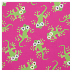 Tecido Garotas Lindas Garotas Gecko Cartoon Rosa Garotas