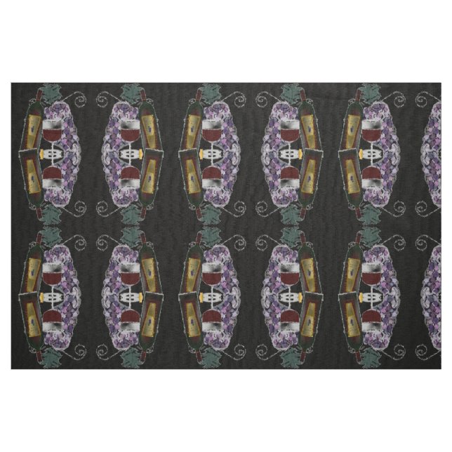 Tecido Garrafa de vinho em Uvas (Fat Quarter)