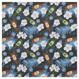 Tecido Garrafas de cerveja Flores tropicais Camisa Preta 