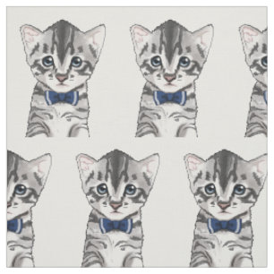 Tecido Gatinho bonito do gatinho do gato com arco