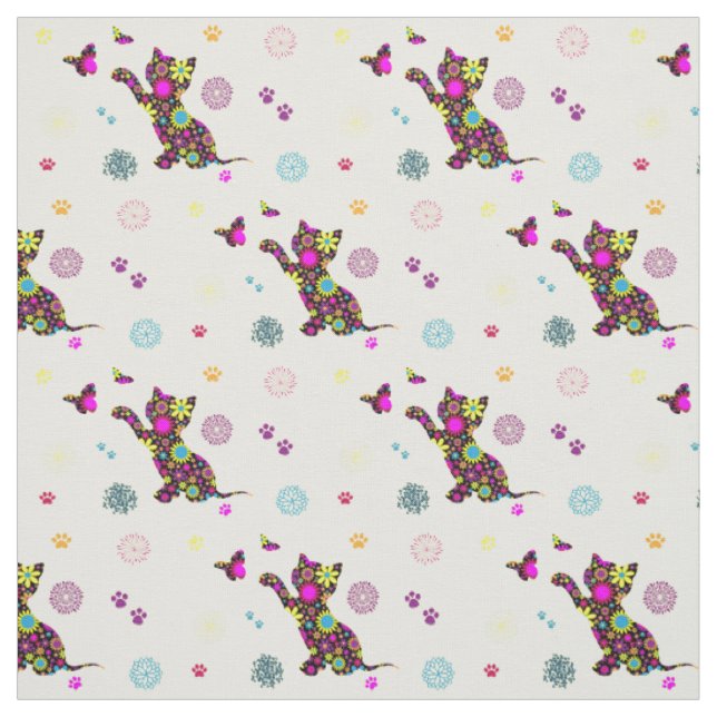 Tecido gatinho floral (Modelo)