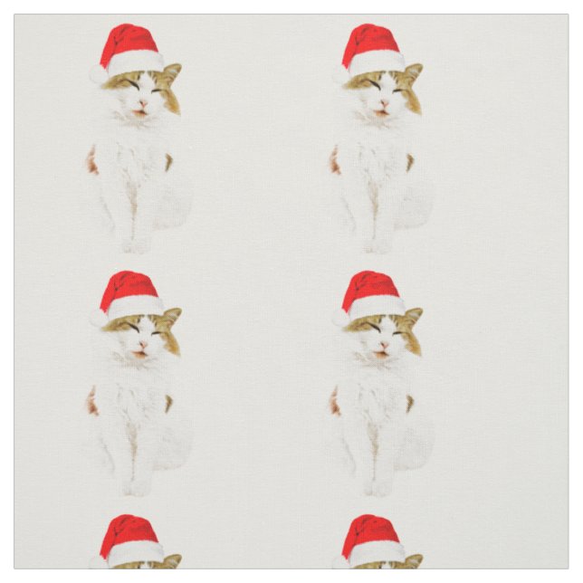Tecido Gato com Papai noel (Modelo)