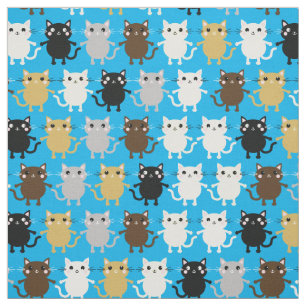 Tecido Gato de Cartoon Gata Bebê Enfermeiro Salão Azul
