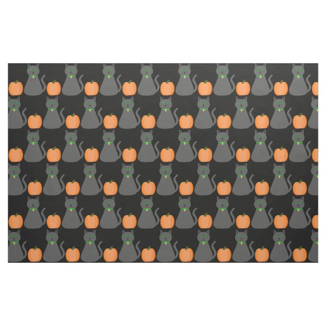 Tecido Gato de Halloween e Abóbora Cute Padrão (Fat Quarter)