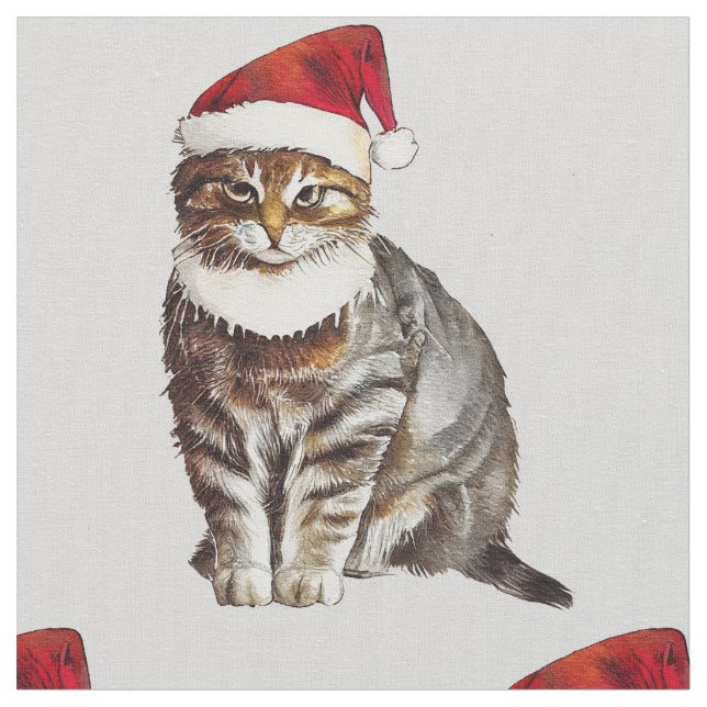 Tecido Gato de Natal (Detalhe)