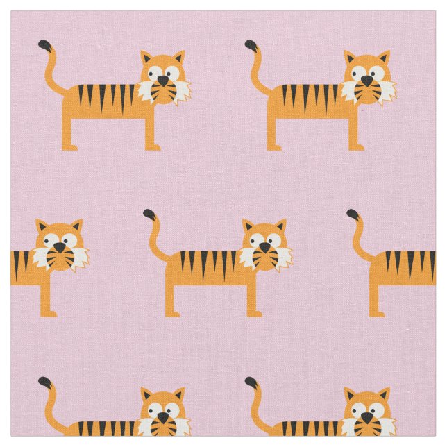 Tecido Gato De Rosa claro De Bebê, Cute Tiger Kid Nursery (Detalhe)