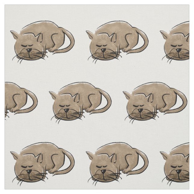 Tecido Gato dos desenhos animados - gato que napping (Modelo)