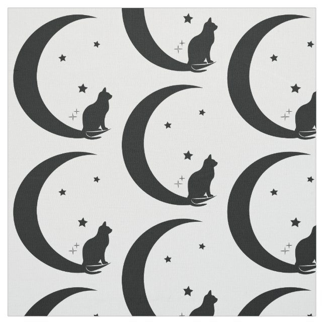 Tecido Gato, estrelas, e lua (Modelo)