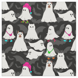 Tecido gato fantasma de halloween preto