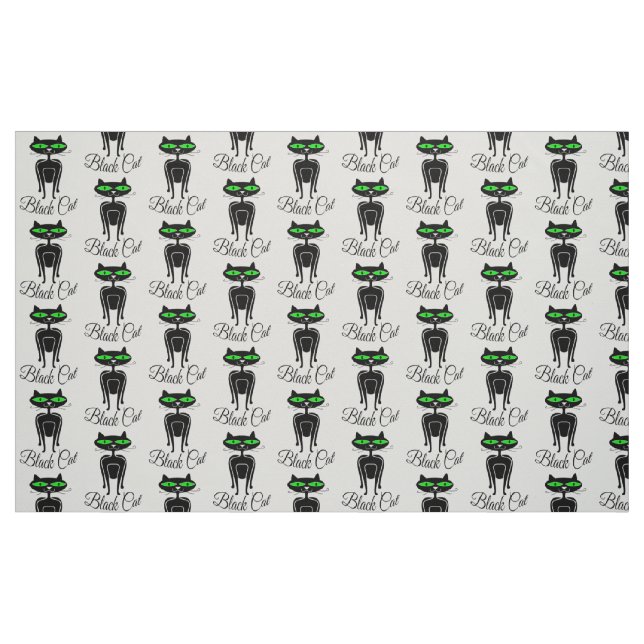 Tecido Gato negro com olhos verdes (Fat Quarter)
