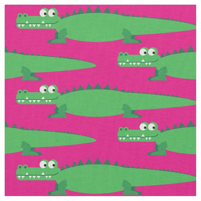 Tecido Gators Gators Kids Alligator Crocodilo Cartoon Ros (Detalhe)