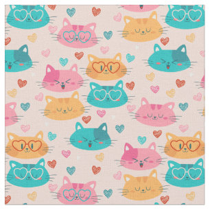 Tecido gatos bonitinhos, copos engraçados