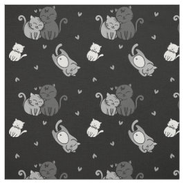 Tecido Gatos bonitos em amantes de gatos Black Cheeky Wit