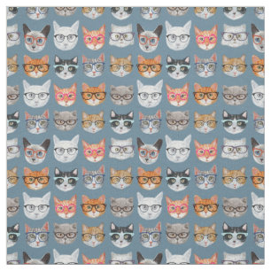 Tecido Gatos bonitos que vestem o teste padrão dos vidro