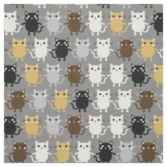 Tecido Gatos de Desenho Animado Fofos Quarto de Bebê Cria (Modelo)