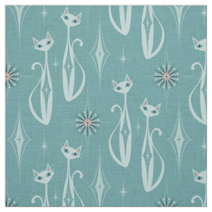 Tecido Gatos de Diamante Starburst em Azul